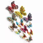 3D double butterflies with magnet, house or event decorations, set of 12 pieces, colorful color, A22